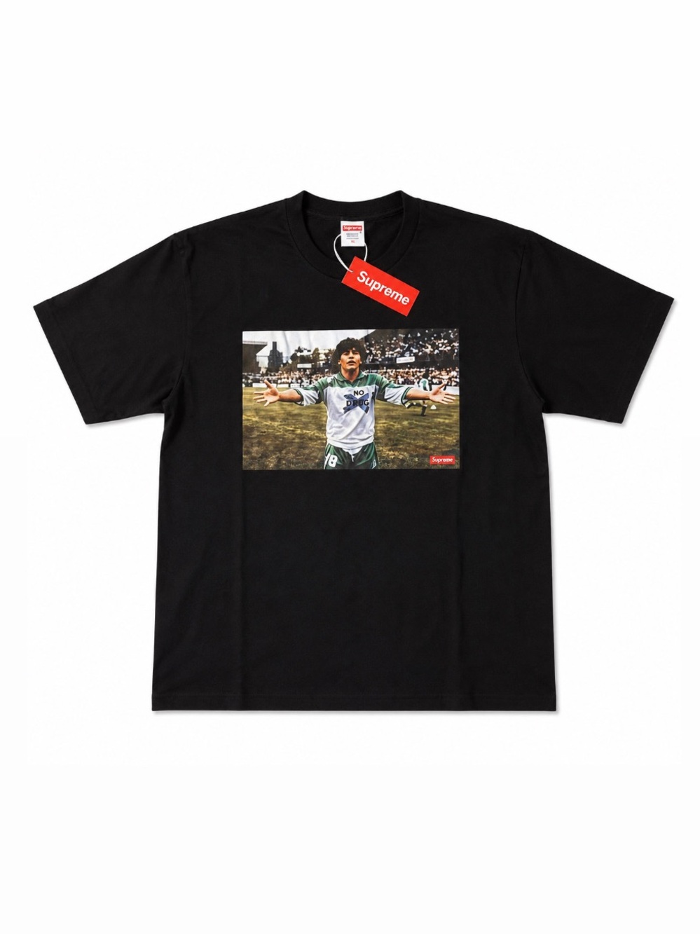 Supreme Black Graphic Soccer Photo Short Sleeve Tee